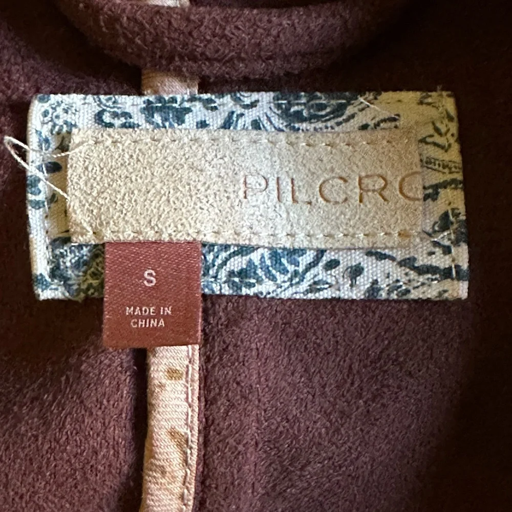 Oversized a Anthropology Pilot sz SM duster in rose faux suede soft cozy snaps - Picture 8 of 8